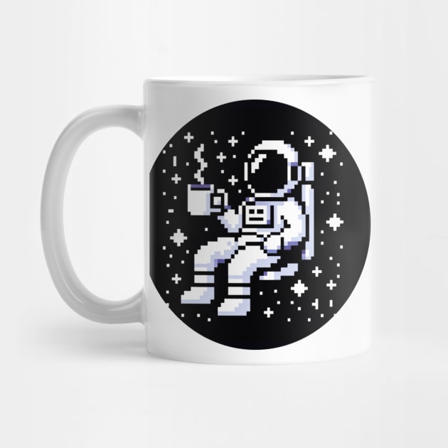 Astronaut Coffee Break in Space - 8-Bit Cosmic Art by Pixel Punkster